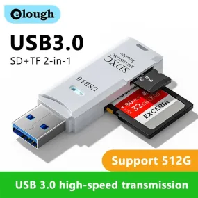 2 in 1 USB Card Reader: High Speed Multi-card Adapter for Laptop