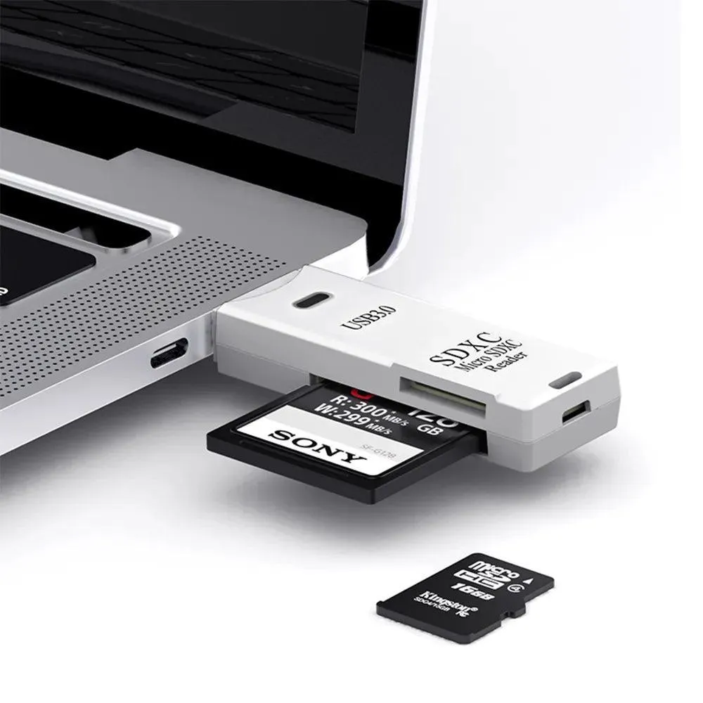 2 in 1 USB Card Reader: High Speed Multi-card Adapter for Laptop