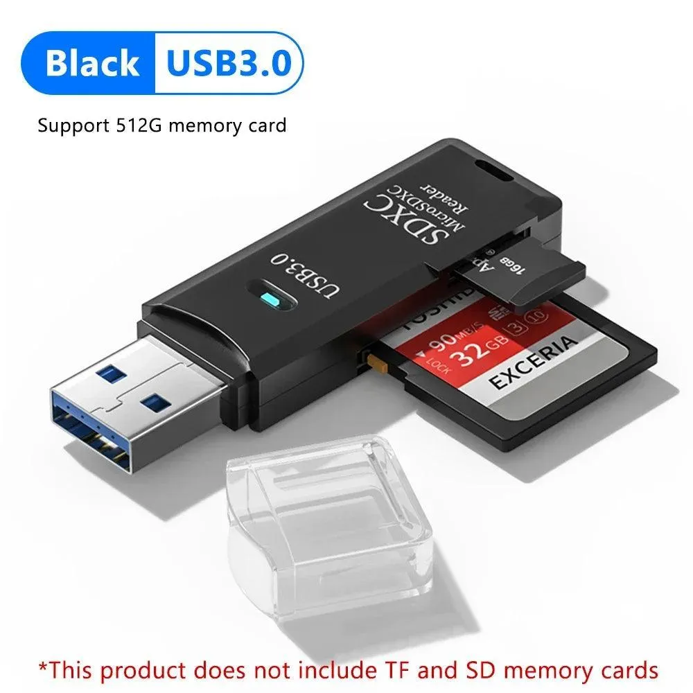 2 in 1 USB Card Reader: High Speed Multi-card Adapter for Laptop