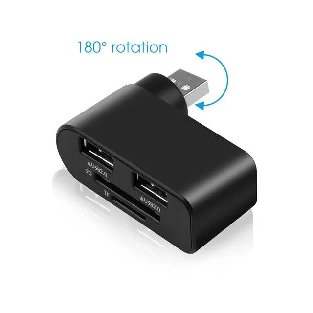 2 Port Hub Usb 2.0 Tf Sd Card Reader