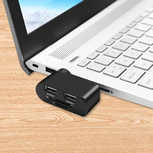 2 Port Hub Usb 2.0 Tf Sd Card Reader