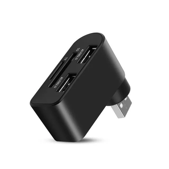 2 Port Hub Usb 2.0 Tf Sd Card Reader
