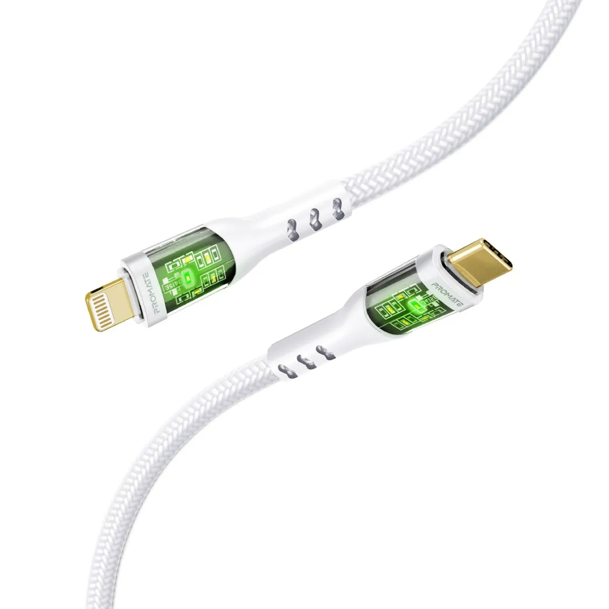 27W Power Delivery USB-C to Lightning Cable with Transparent Shells