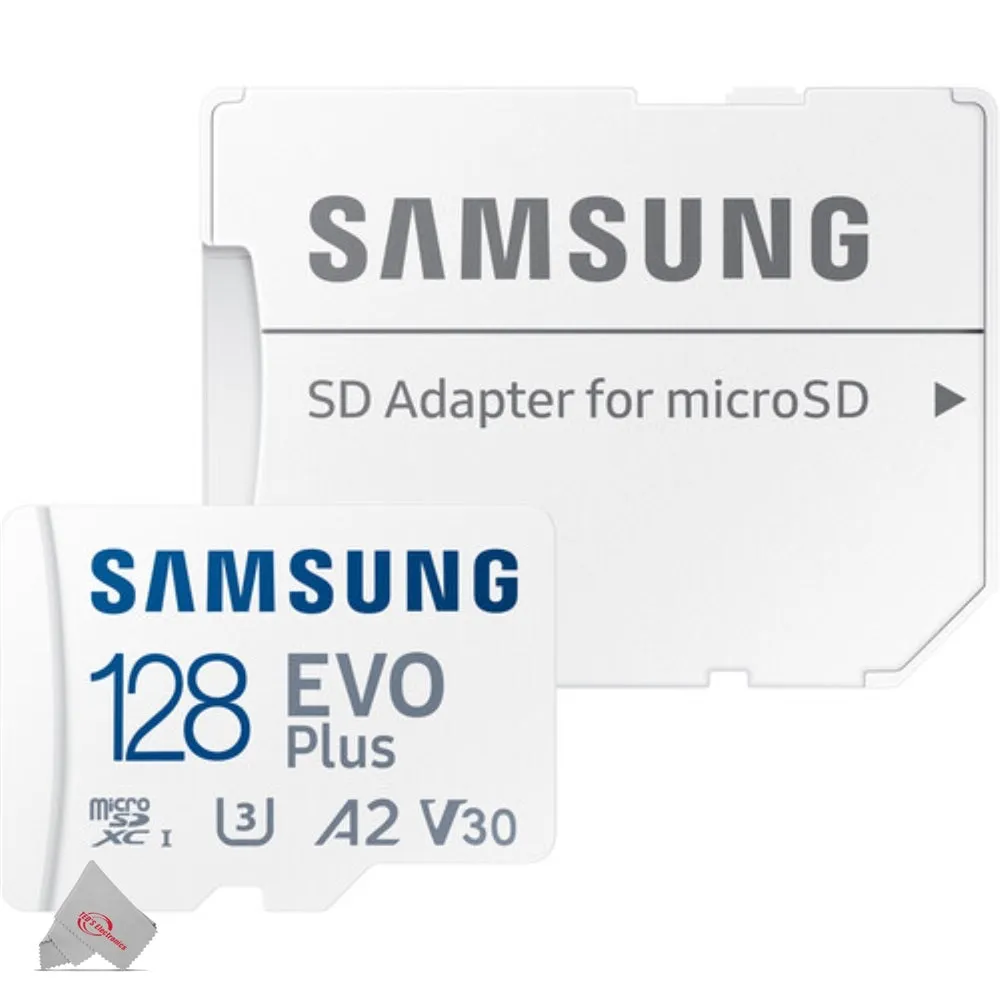 2X Samsung EVO Plus MicroSD 128GB, 130MBs Memory Card with Adapter