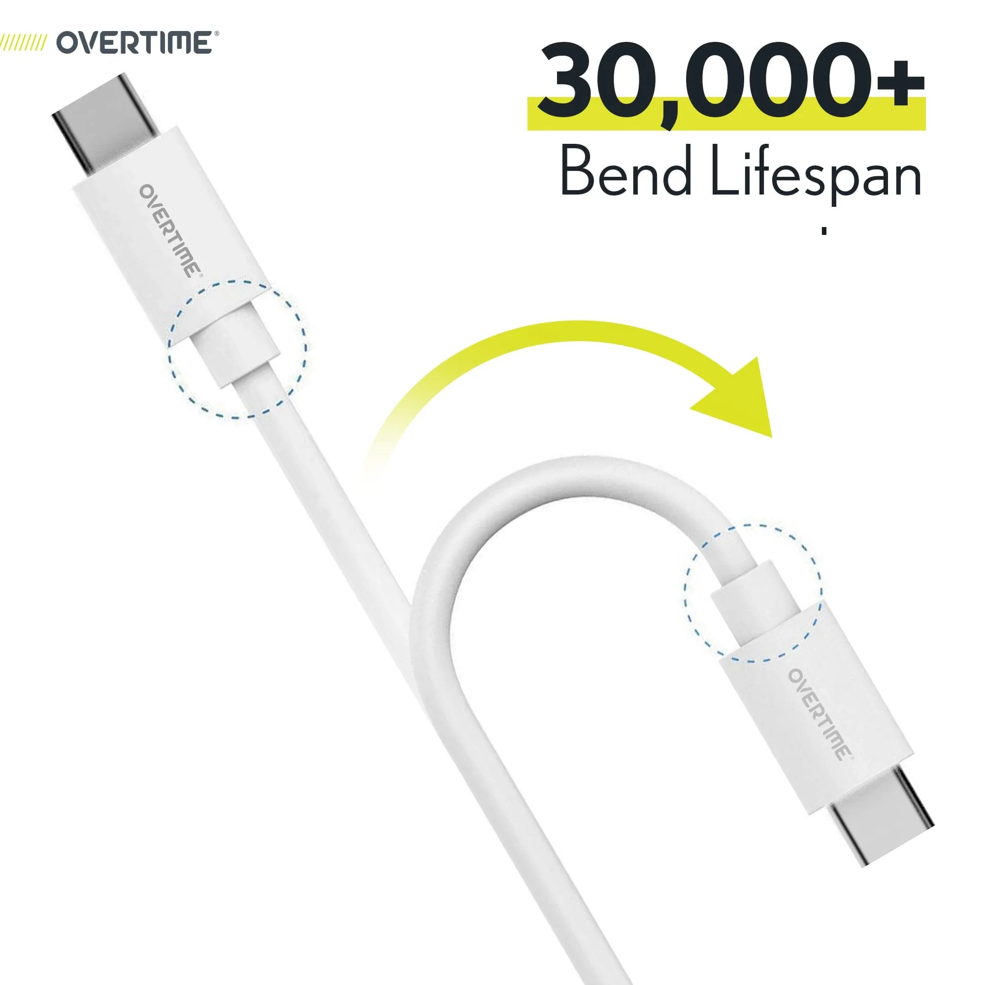 3-Pack: Overtime iOS Compatible Charger 10ft USB-C Charging Cord