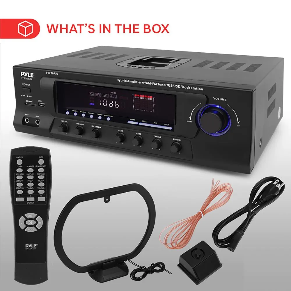 300 Watt Stero Receiver With Built-In Ipod Docking Station -Am-Fm Tuner, Usb Flash & Sd Card Readers & Subwoofer Control