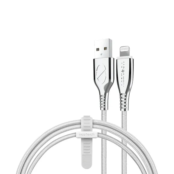 6-Ft. Titanium USB to MFi Lightning(R) Braided Cable (White)
