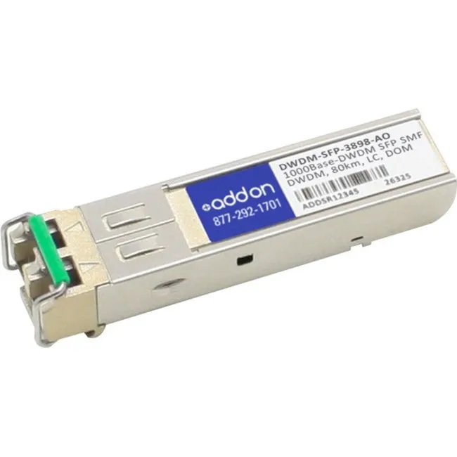 Addon Cisco Dwdm-Sfp-3898 Compatible Taa Compliant 1000Base-Dwdm 100Ghz Sfp Transceiver (Smf, 1538.98Nm, 80Km, Lc, Dom)