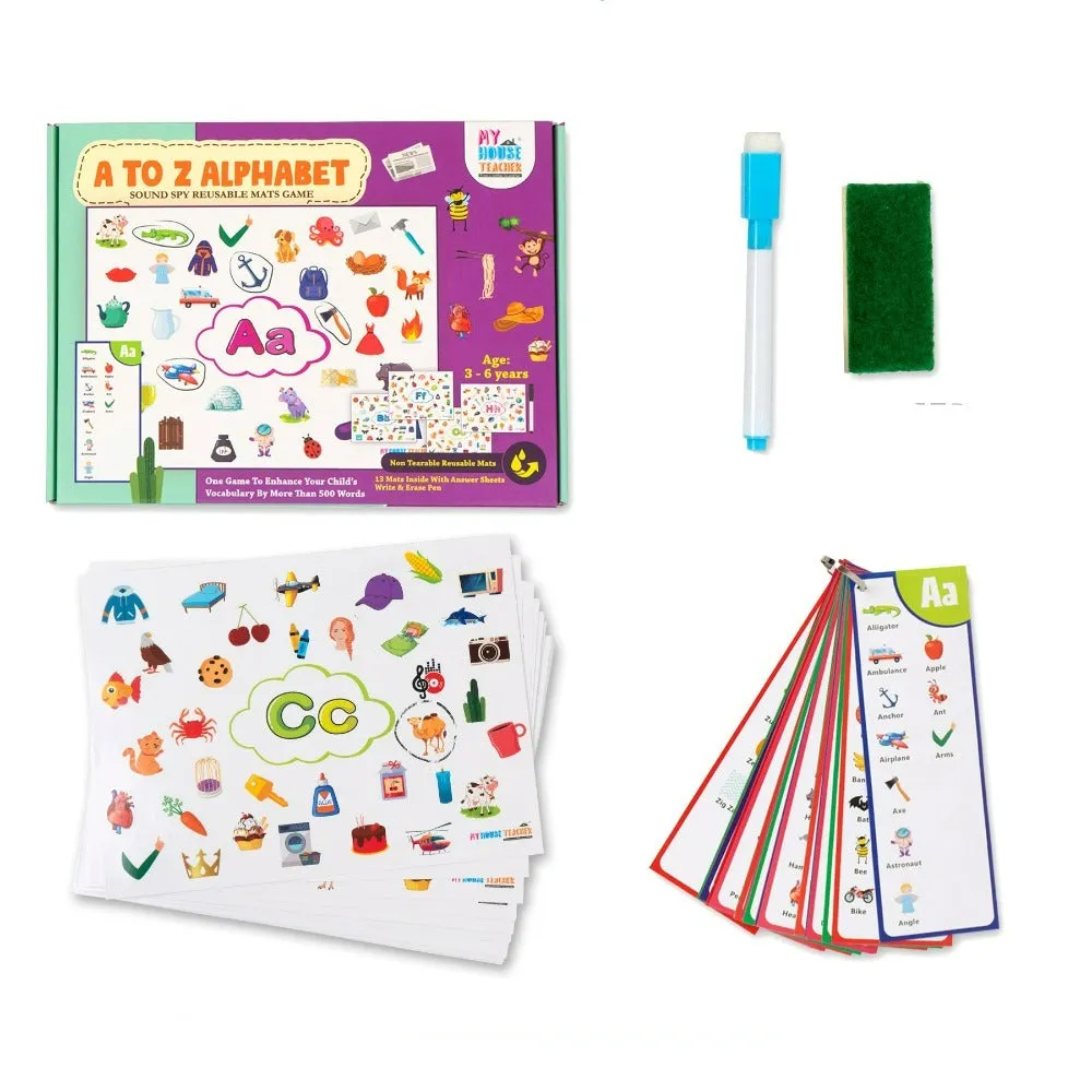 Alphabet Sounds A to Z 26 Reusable  I-spy Mats set - great for Reading, Phonics and Beginning Sounds Recognition
