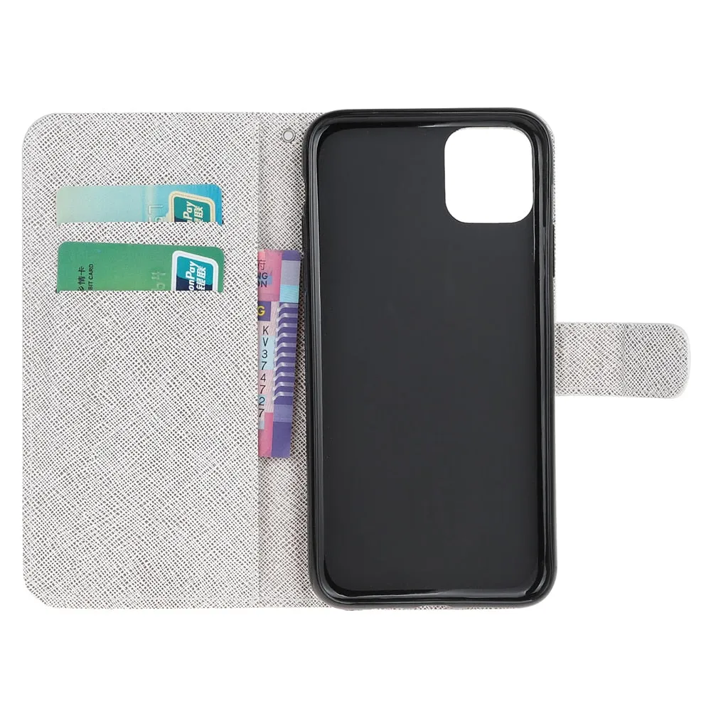 Anymob iPhone Case Purple and Black Leather Flip Wallet Cartoon Stand Phone Cases Cover