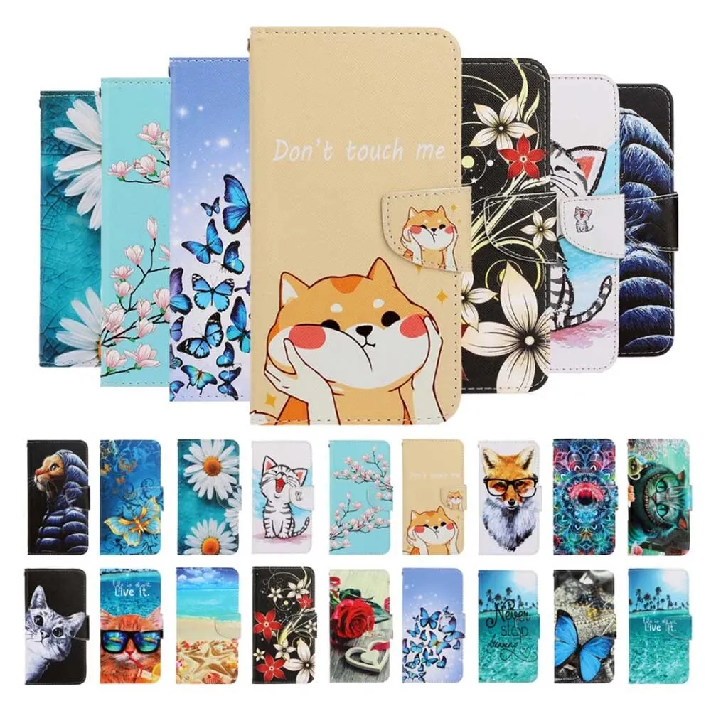 Anymob iPhone Cool Kitty Cartoon Flip Phone Cases Magnetic Leather Wallet Back Cover