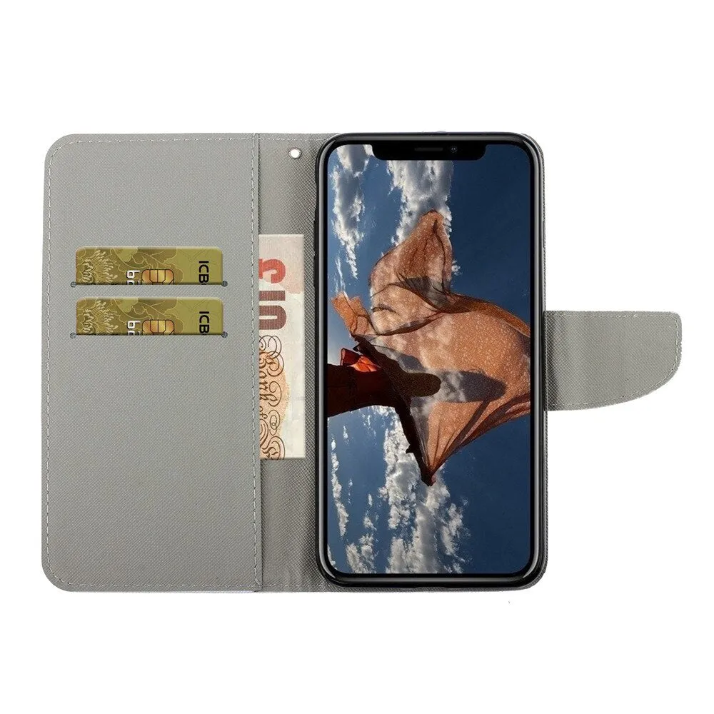 Anymob iPhone Cool Kitty Cartoon Flip Phone Cases Magnetic Leather Wallet Back Cover
