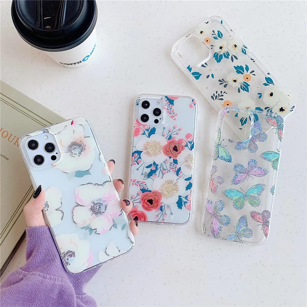 Anymob iPhone Daisy Phone Case Transparent Shockproof Protective Cases Cover