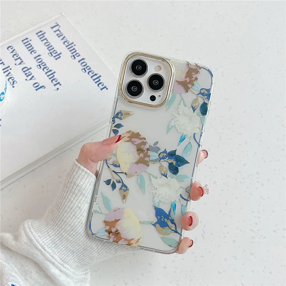 Anymob iPhone Daisy Yellow Case Vintage Flowers Phone Cases Soft Shockproof Back Cover
