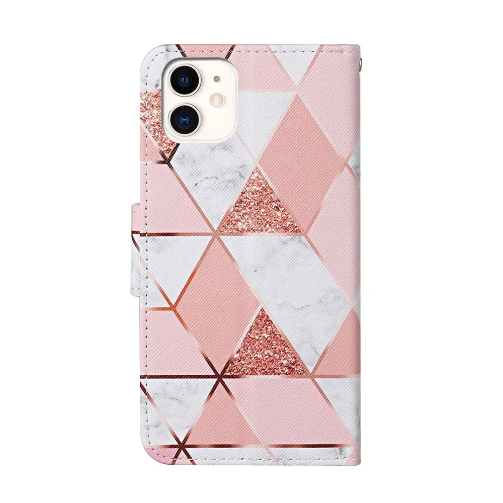 Anymob iPhone Gold Unicorn Flip Leather Phone Case With Wallet Slot Cases Cover