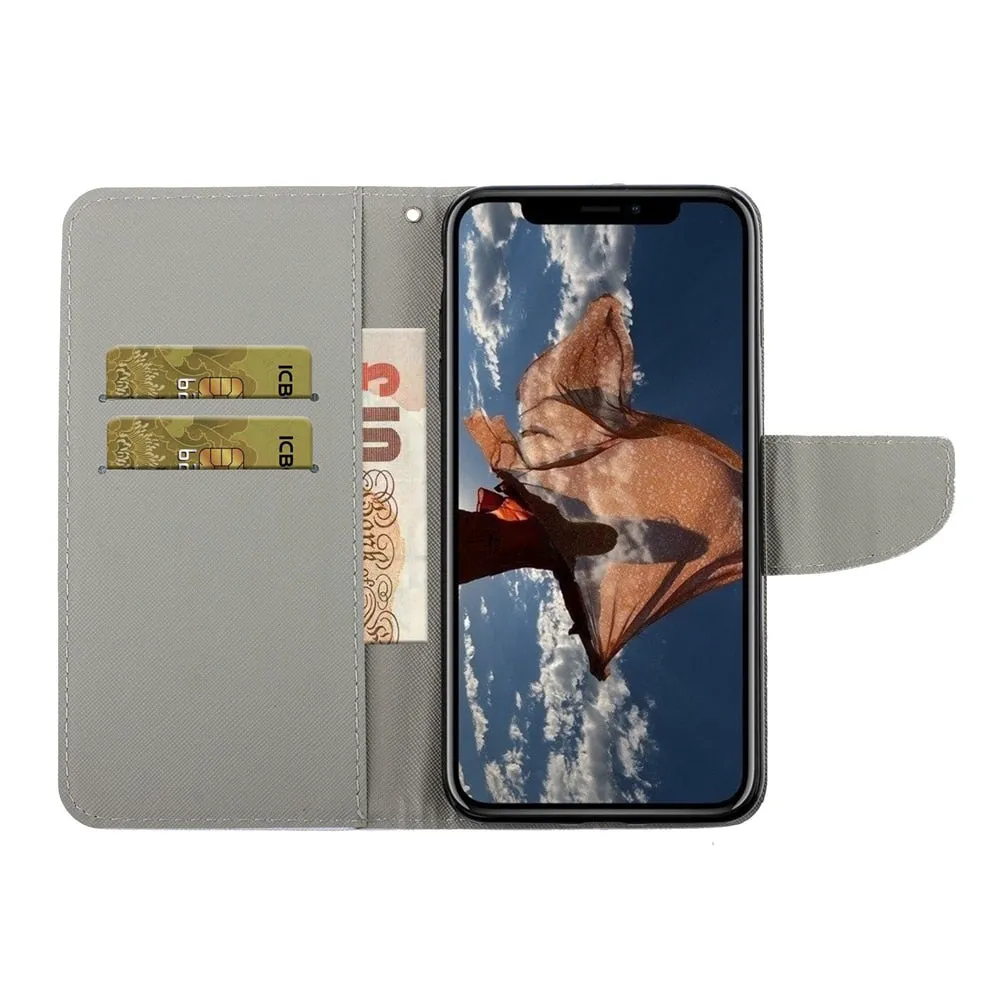 Anymob iPhone Gold Unicorn Flip Leather Phone Case With Wallet Slot Cases Cover