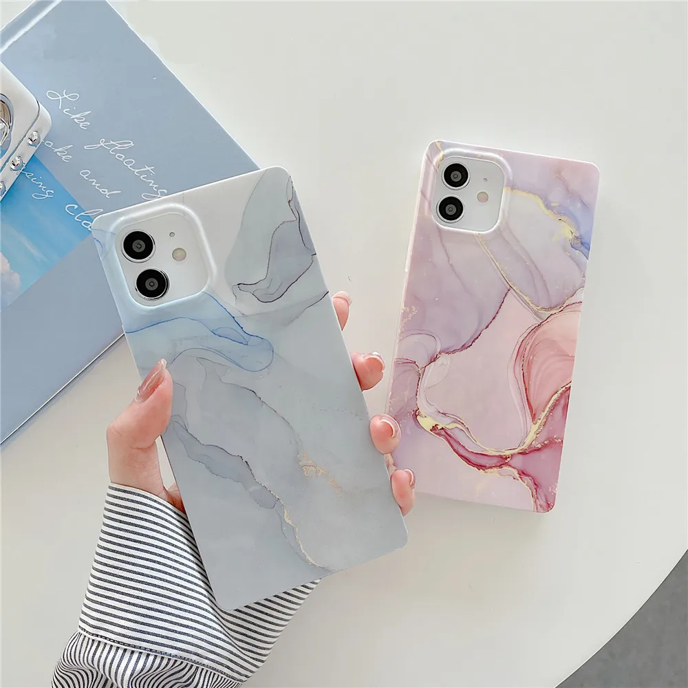 Anymob iPhone Gradient Marble Silicone Pattern Phone Cases With Square Cover
