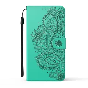 Anymob iPhone Green Flip Leather Phone Cases Peacock Pattern Wallet Cover
