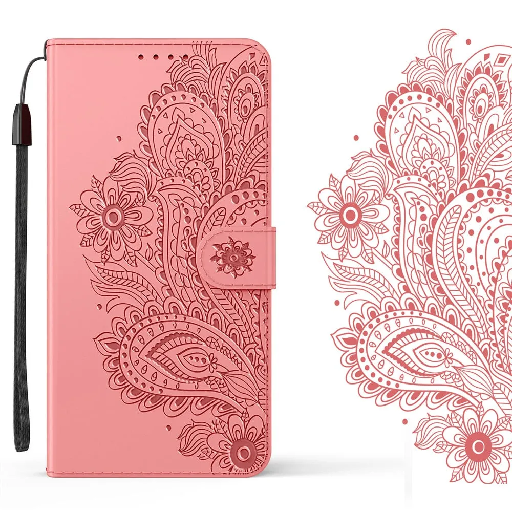 Anymob iPhone Green Flip Leather Phone Cases Peacock Pattern Wallet Cover