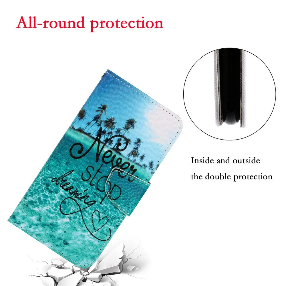 Anymob iPhone Island Ocean Flip Phone Cases Magnetic Leather Wallet Back Cover
