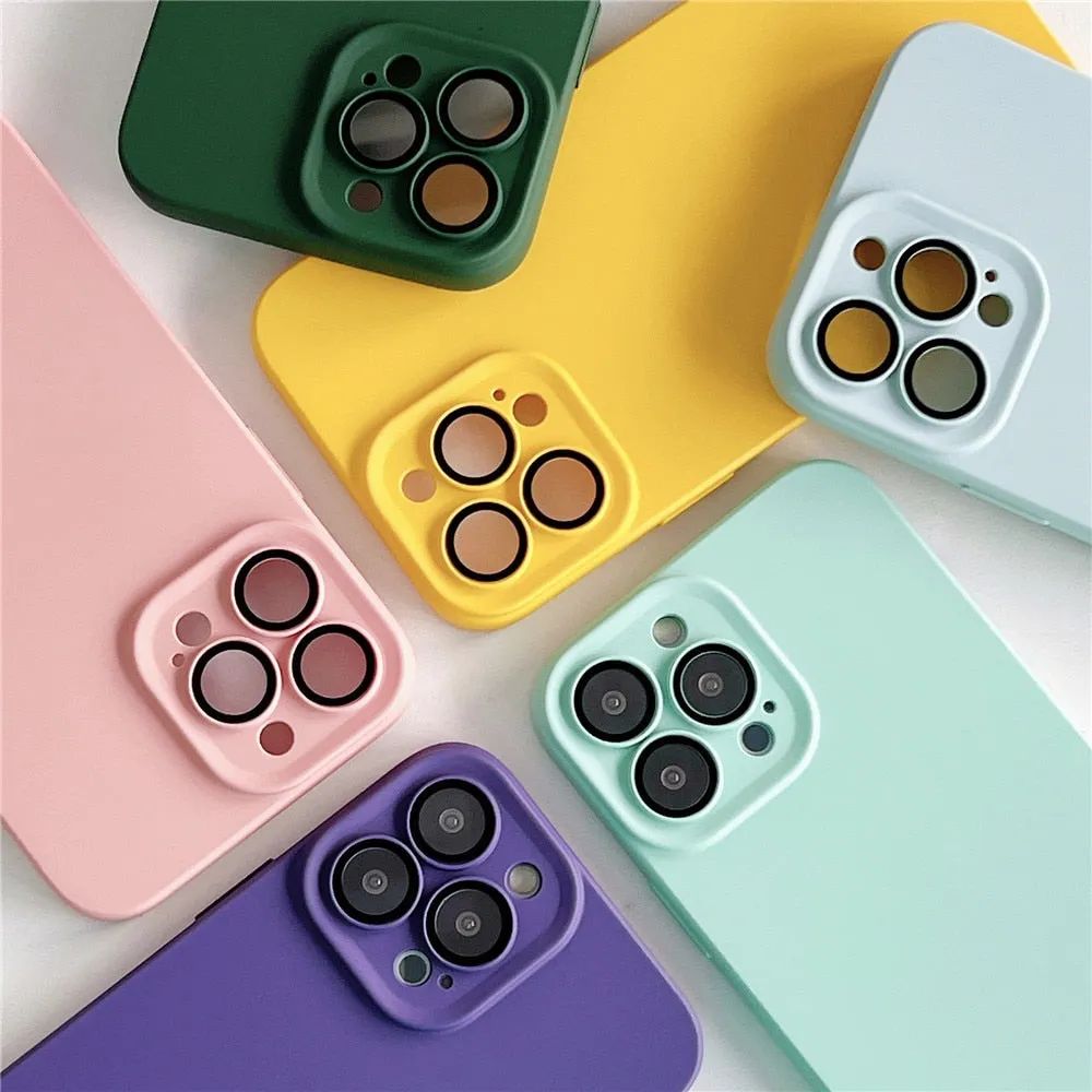 Anymob iPhone Light Green Silicon Phone Cases Lens Protector Film Soft Shockproof Cover
