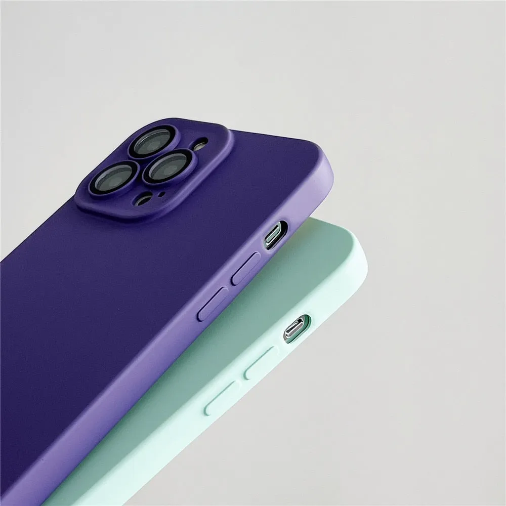 Anymob iPhone Light Green Silicon Phone Cases Lens Protector Film Soft Shockproof Cover