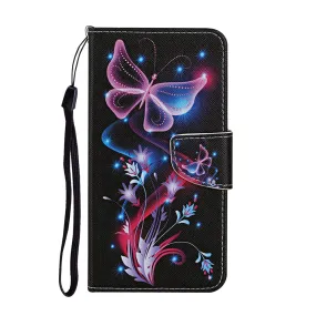 Anymob iPhone Luminous Butterfly Flip Leather Phone Case With Wallet Slot Cases Cover