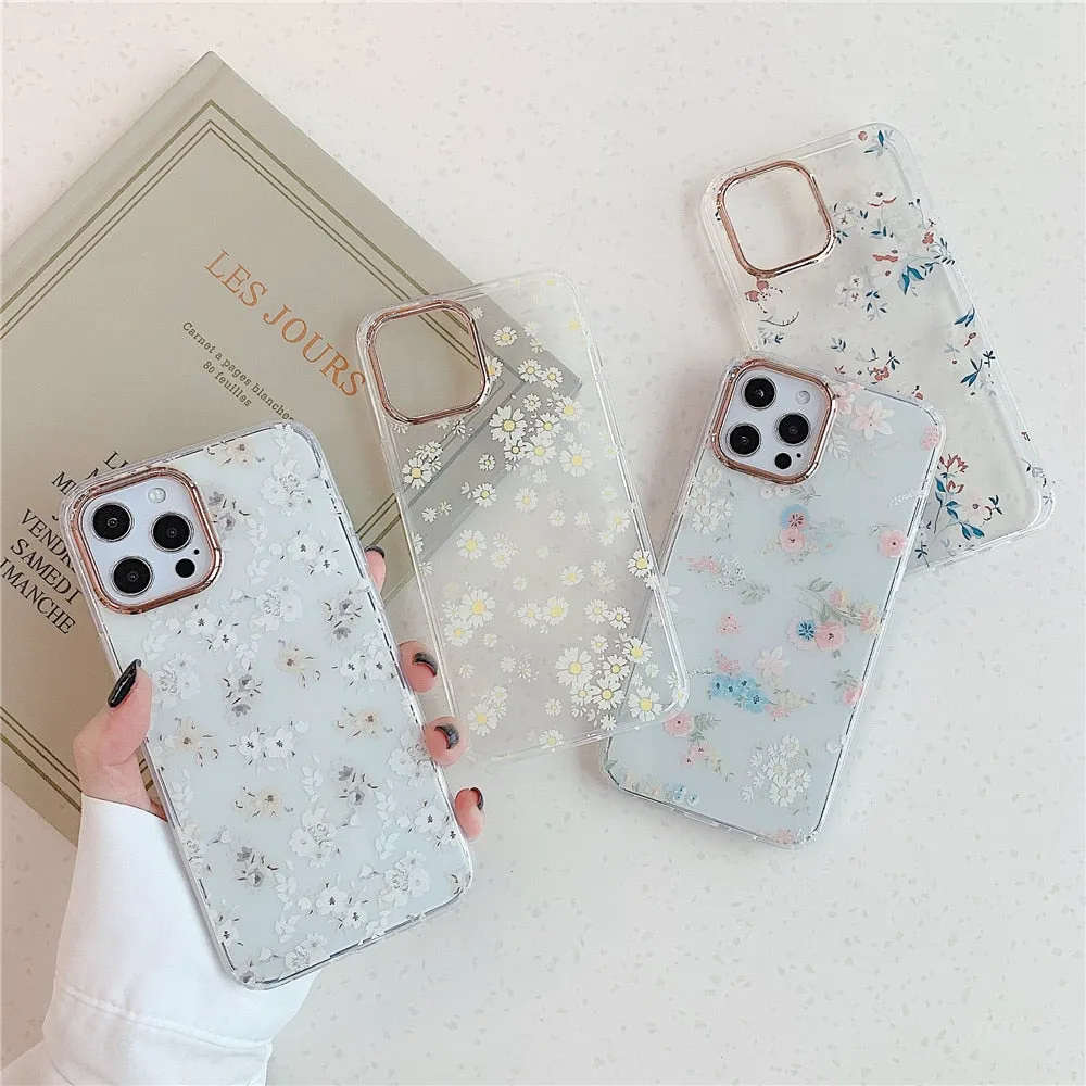 Anymob iPhone Mixed Rose Phone Case Transparent Shockproof Protective Cases Cover