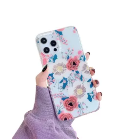 Anymob iPhone Mixed Rose Phone Case Transparent Shockproof Protective Cases Cover
