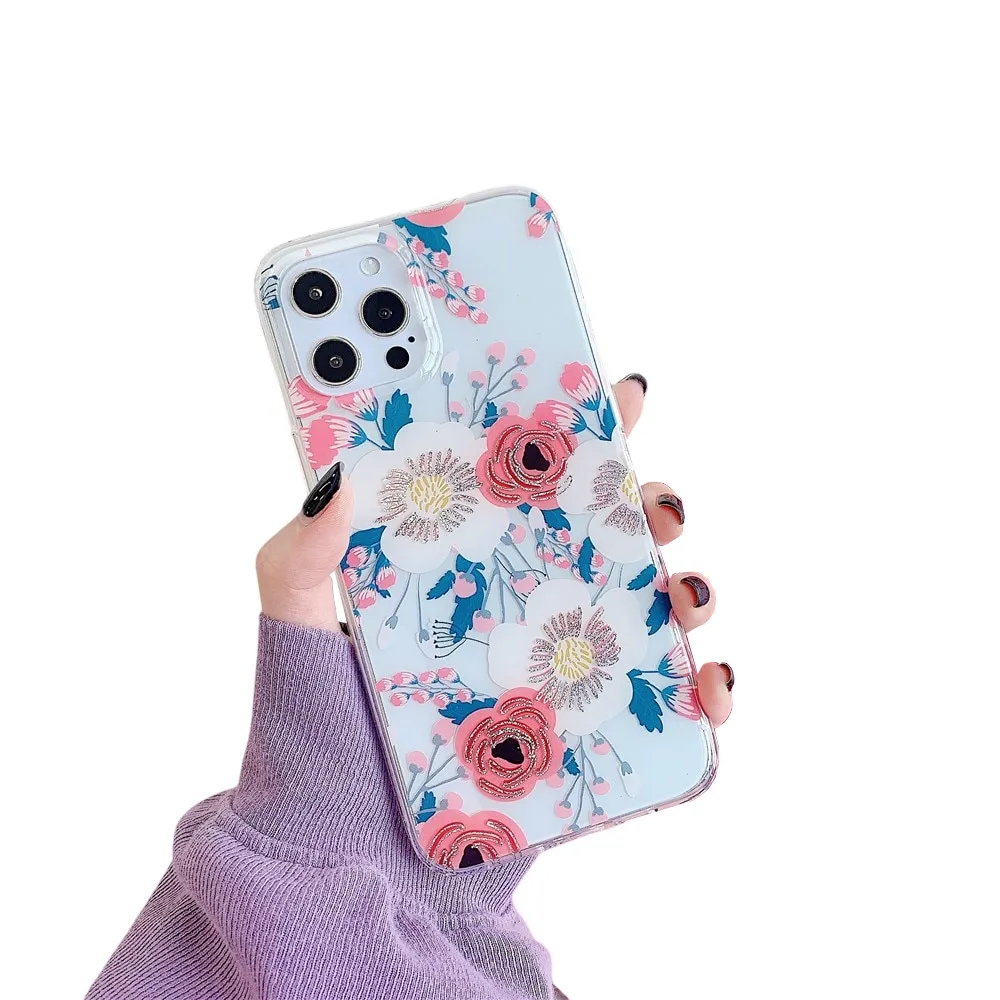 Anymob iPhone Mixed Rose Phone Case Transparent Shockproof Protective Cases Cover