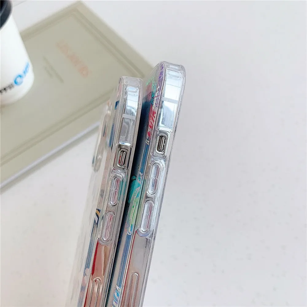 Anymob iPhone Mixed Rose Phone Case Transparent Shockproof Protective Cases Cover