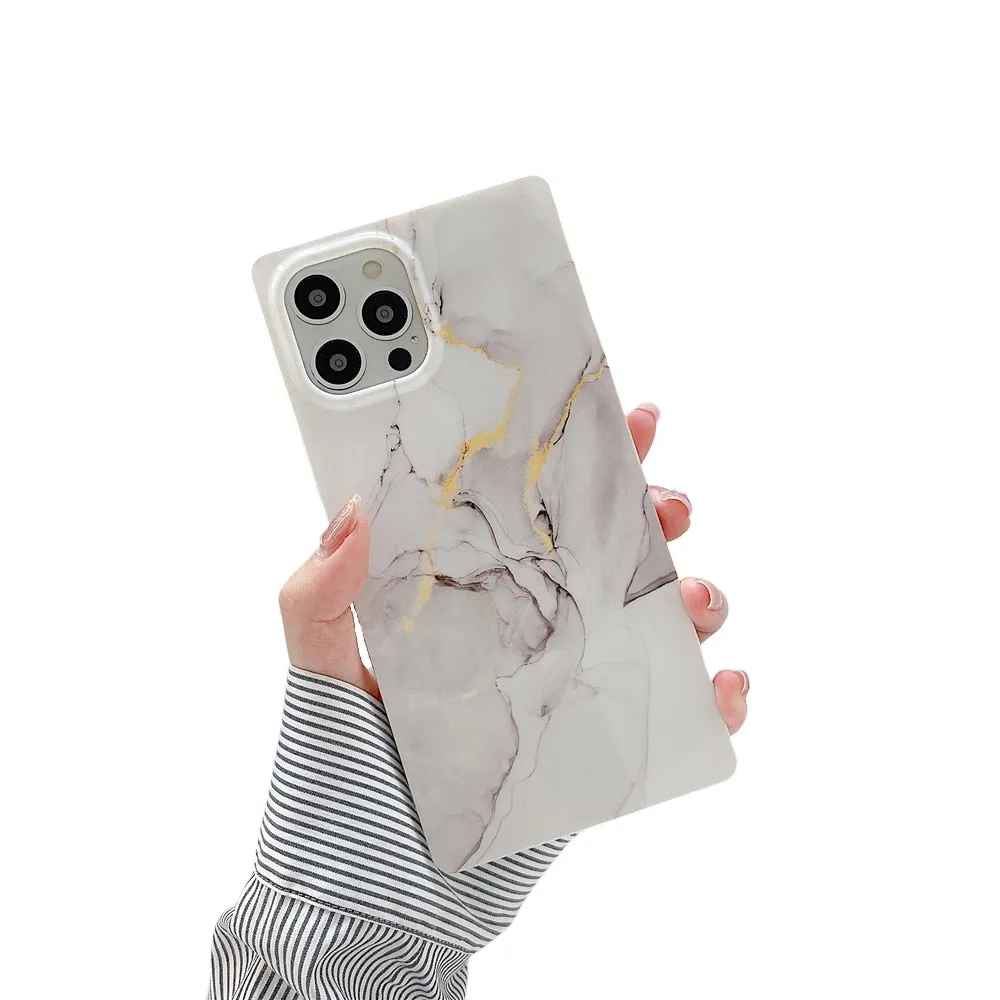 Anymob iPhone Pearl Marble Silicone Pattern Phone Cases With Square Cover