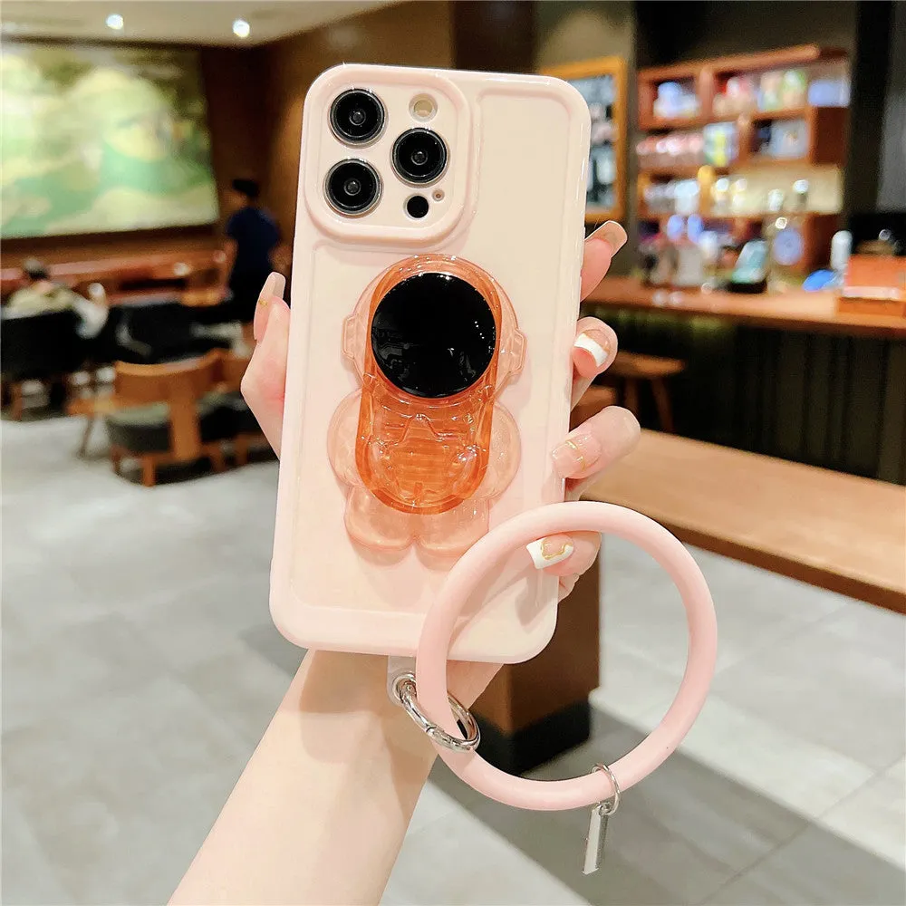 Anymob iPhone Pink Astronaut Stand Holder Bracelet Case Soft Silicone Phone Cases