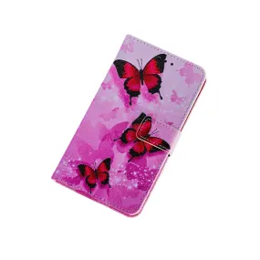 Anymob iPhone Pink Butterflies Flip Leather Phone Cases Animal Painted Wallet Cover