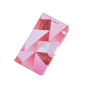 Anymob iPhone Pink Mosaic Flip Leather Phone Cases Animal Painted Wallet Cover