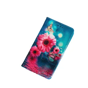 Anymob iPhone Pink Sunflower Flip Leather Phone Cases Animal Painted Wallet Cover