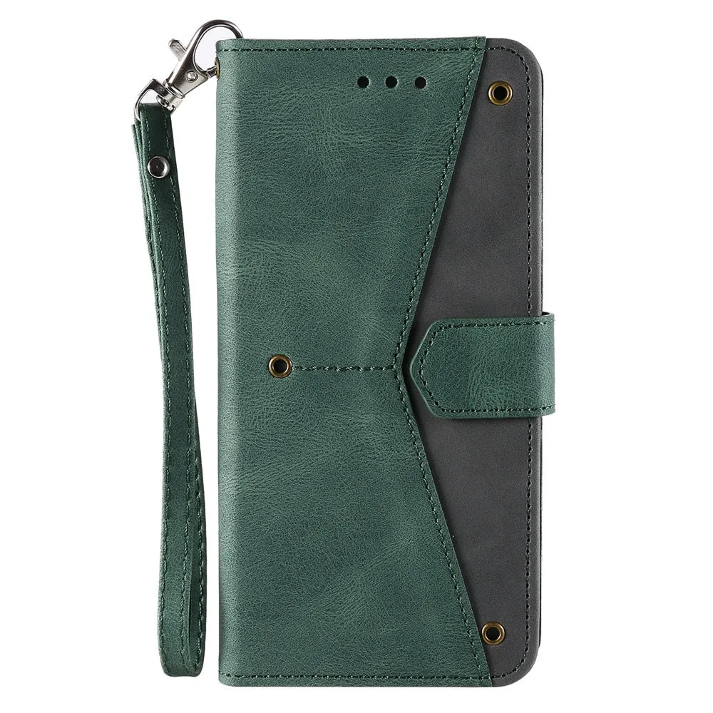 Anymob IPhone Red Splicing Flip Leather Phone Cases Wallet Book Style Cover