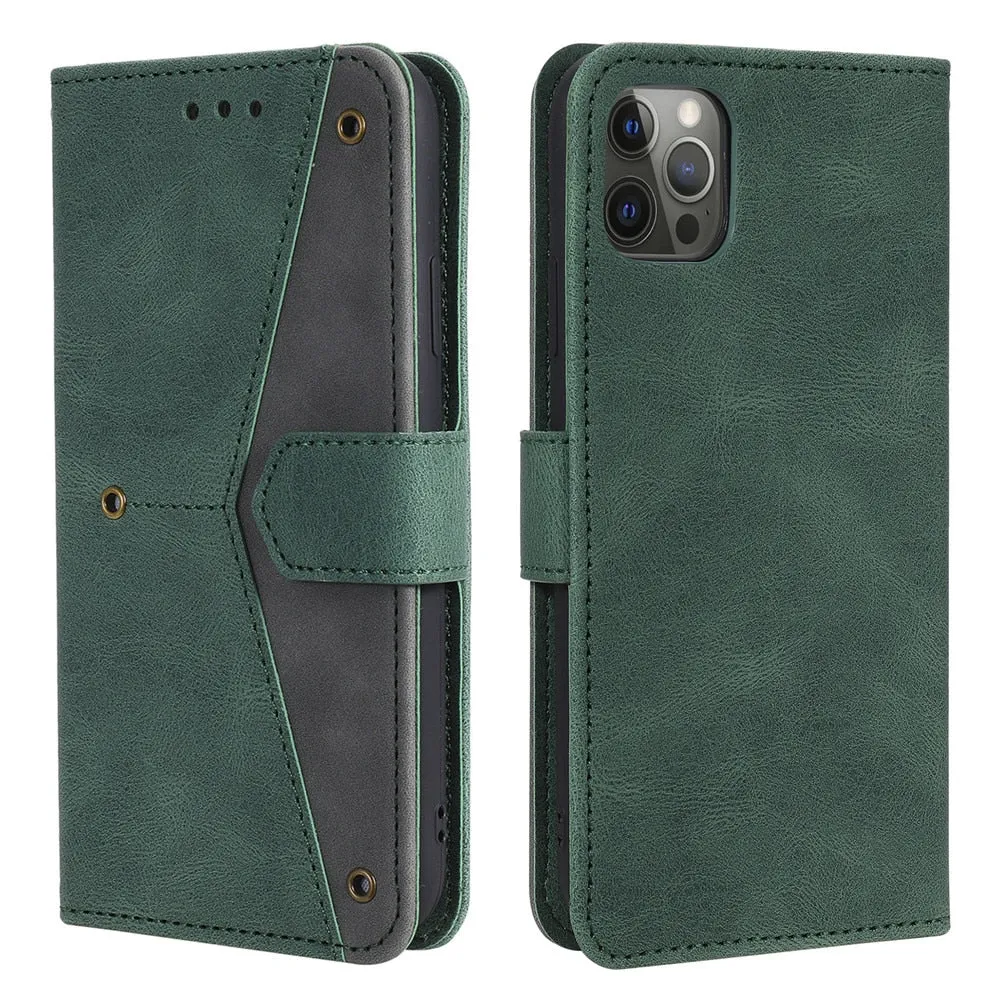 Anymob IPhone Red Splicing Flip Leather Phone Cases Wallet Book Style Cover