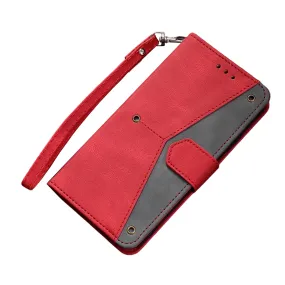 Anymob IPhone Red Splicing Flip Leather Phone Cases Wallet Book Style Cover