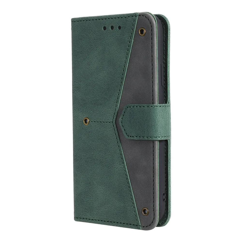 Anymob IPhone Red Splicing Flip Leather Phone Cases Wallet Book Style Cover