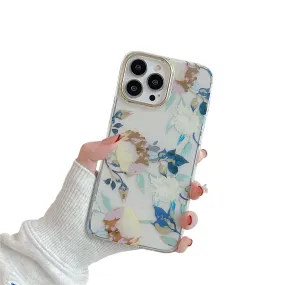Anymob iPhone Rose Brown Case Vintage Floral Phone Cases Soft Shockproof Back Cover