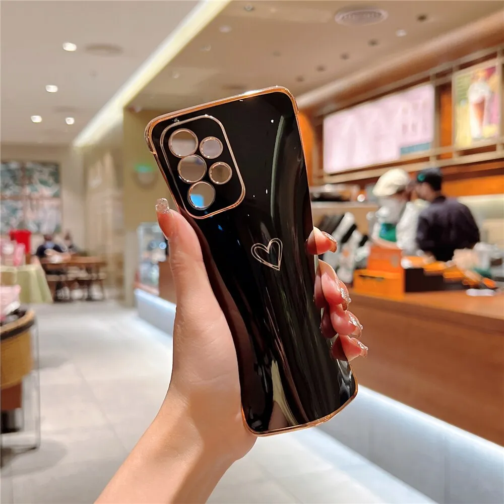 Anymob Samsung Black Soft Electroplated Love Heart Phone Case Silicon Cases Cover