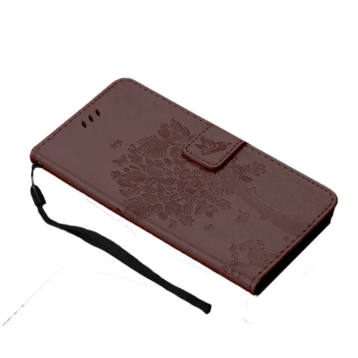 Anymob Samsung Brown Leather Flip Case Wallet Cases Phone Bag Shell Cover