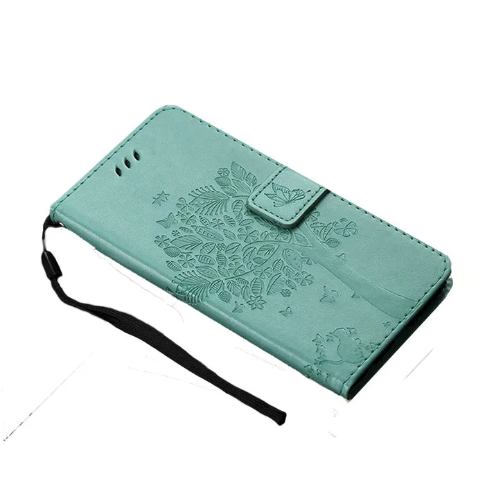 Anymob Samsung Green Leather Flip Case Wallet Cases Phone Bag Shell Cover