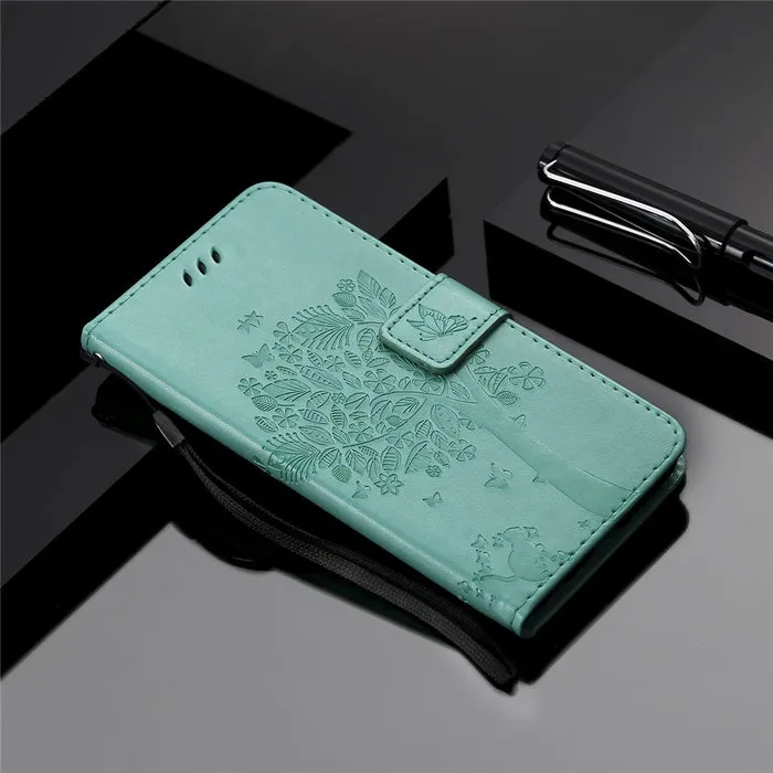 Anymob Samsung Green Leather Flip Case Wallet Cases Phone Bag Shell Cover