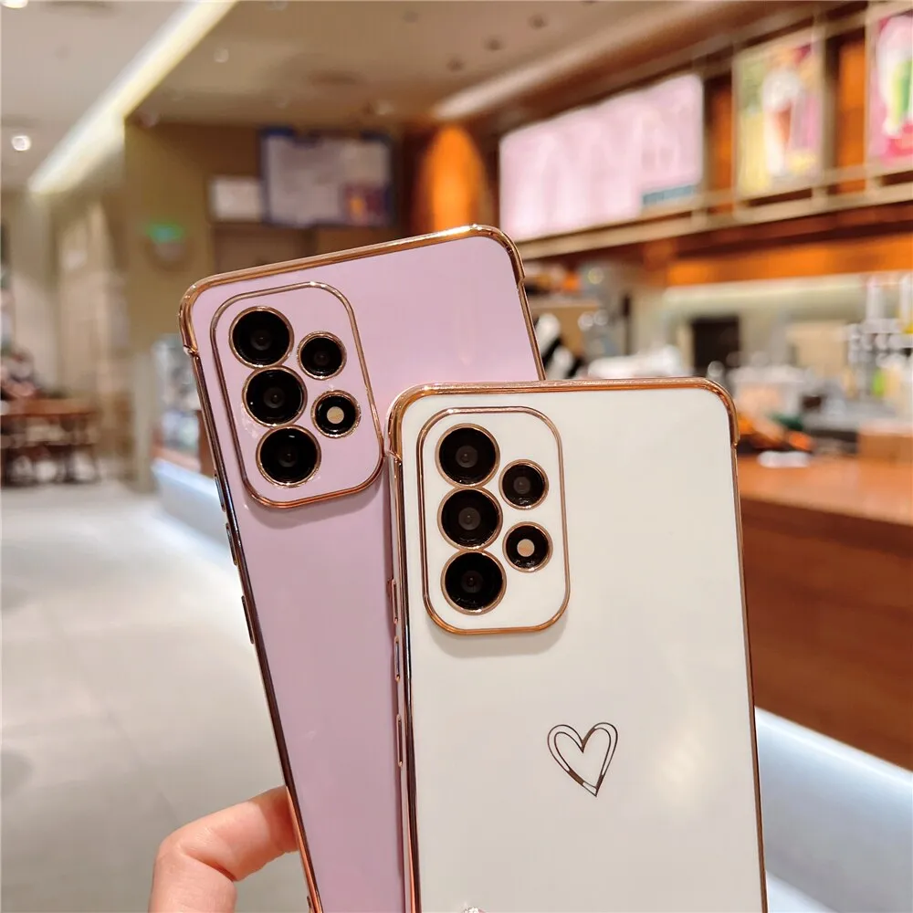 Anymob Samsung Khaki Soft Electroplated Love Heart Phone Case Silicon Cases Cover