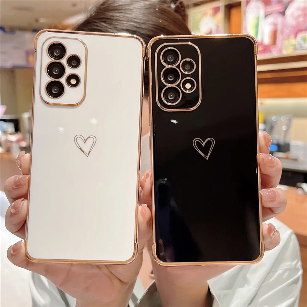 Anymob Samsung Violet Soft Electroplated Love Heart Phone Case Silicon Cases Cover
