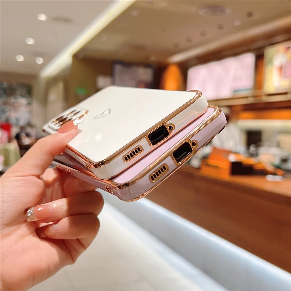 Anymob Samsung Violet Soft Electroplated Love Heart Phone Case Silicon Cases Cover