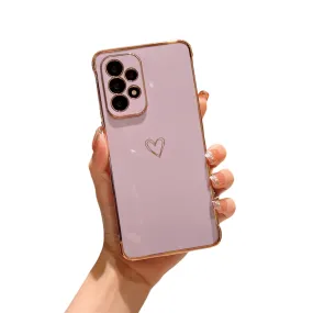 Anymob Samsung Violet Soft Electroplated Love Heart Phone Case Silicon Cases Cover