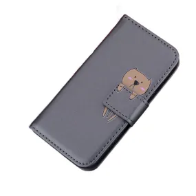 Anymob Xiaomi Redmi Gray Flip Leather Cases Cute Cartoon Cat Wallet Cover Shell